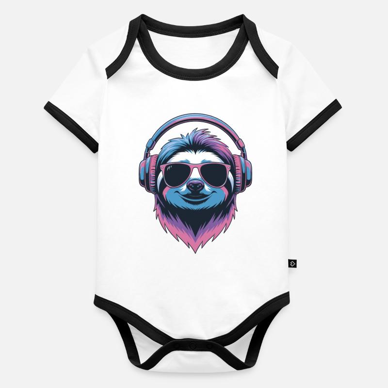 Sloth Groove Headset Vibe Body Bébé bio contrasté manches courtes