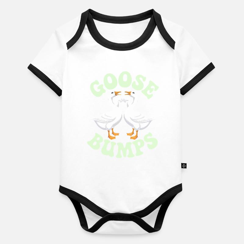 Gans Duo Herz Emblem Baby Bio-Kurzarm-Kontrastbody