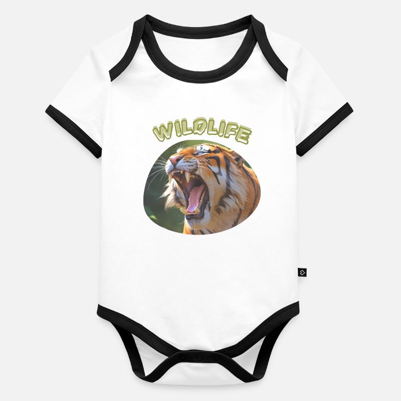 Tigre de la faune Body Bébé bio contrasté manches courtes