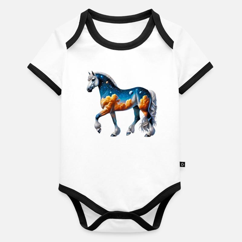 Cheval Body Bébé bio contrasté manches courtes