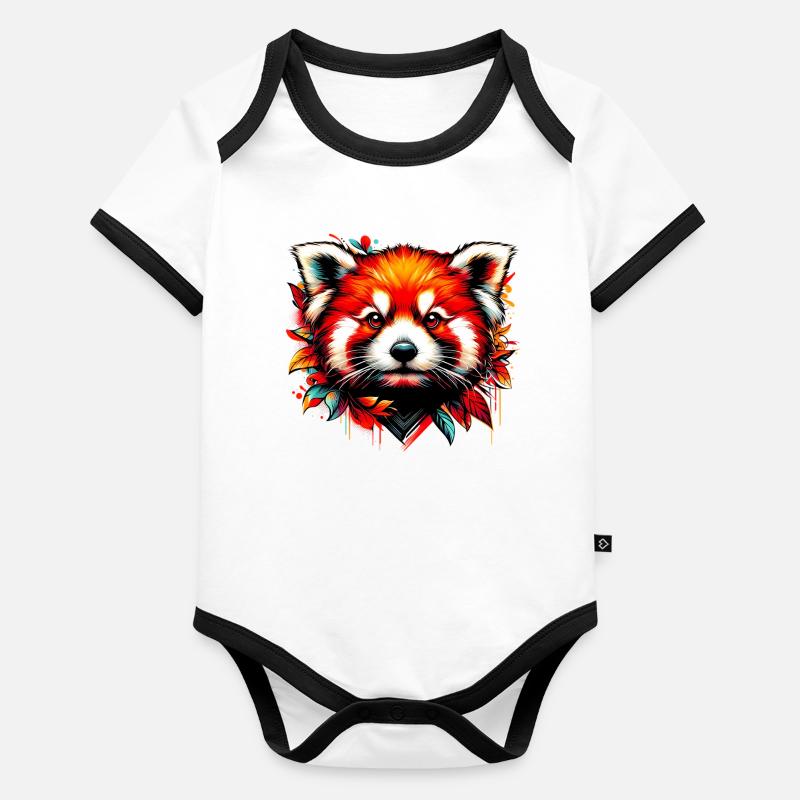 Petit panda Body Bébé bio contrasté manches courtes