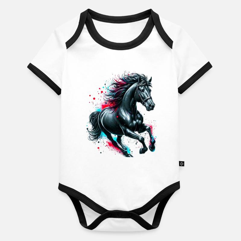Cheval Body Bébé bio contrasté manches courtes