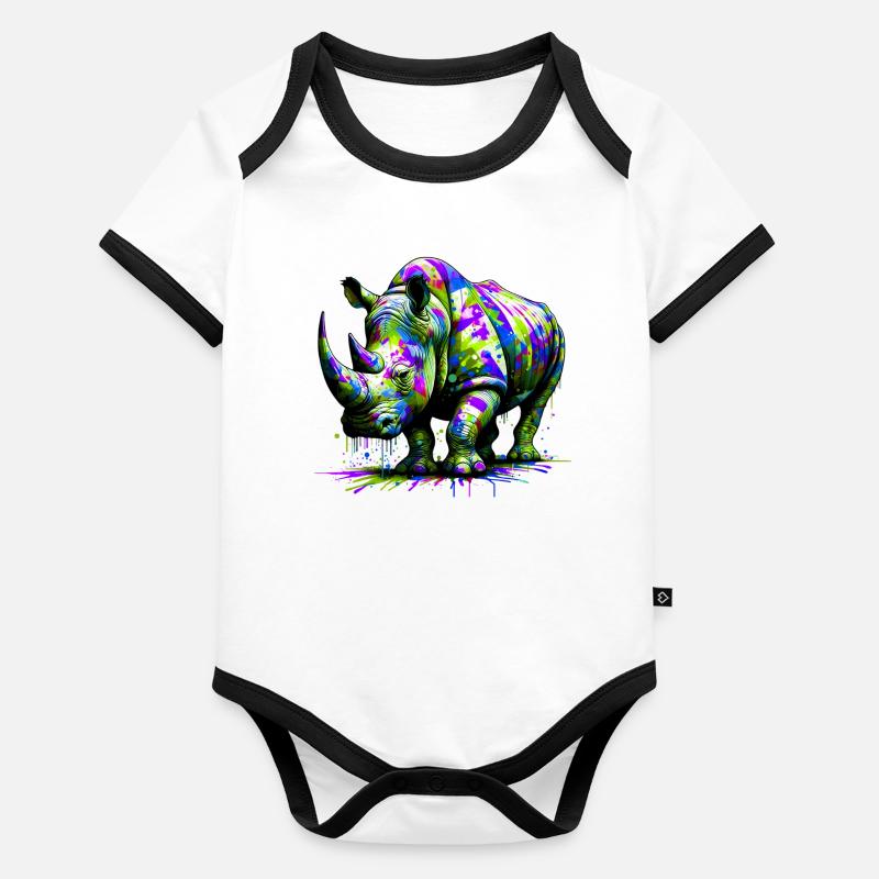 Rhinocéros Body Bébé bio contrasté manches courtes