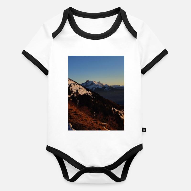 Sunset over snow-capped peaks Organic Baby Contrasting Bodysuit
