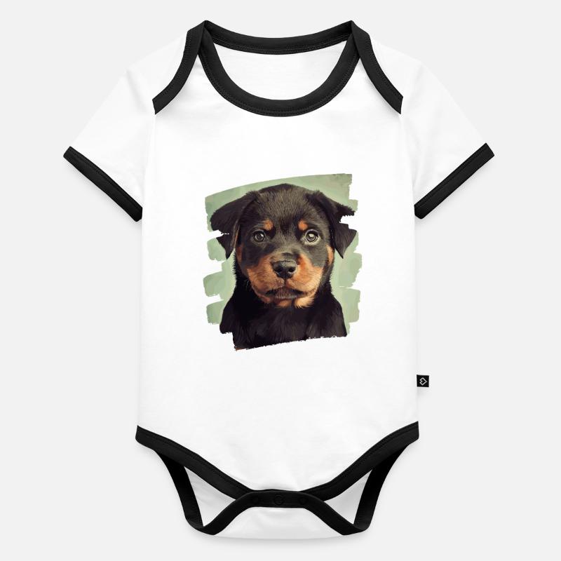 Rottweiler Body Bébé bio contrasté manches courtes
