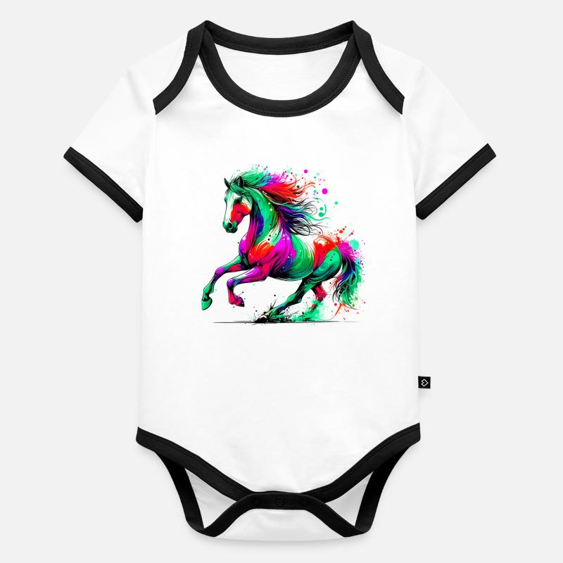 Cheval Body Bébé bio contrasté manches courtes