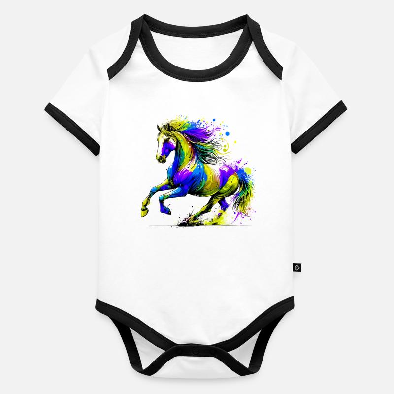 Cheval Body Bébé bio contrasté manches courtes