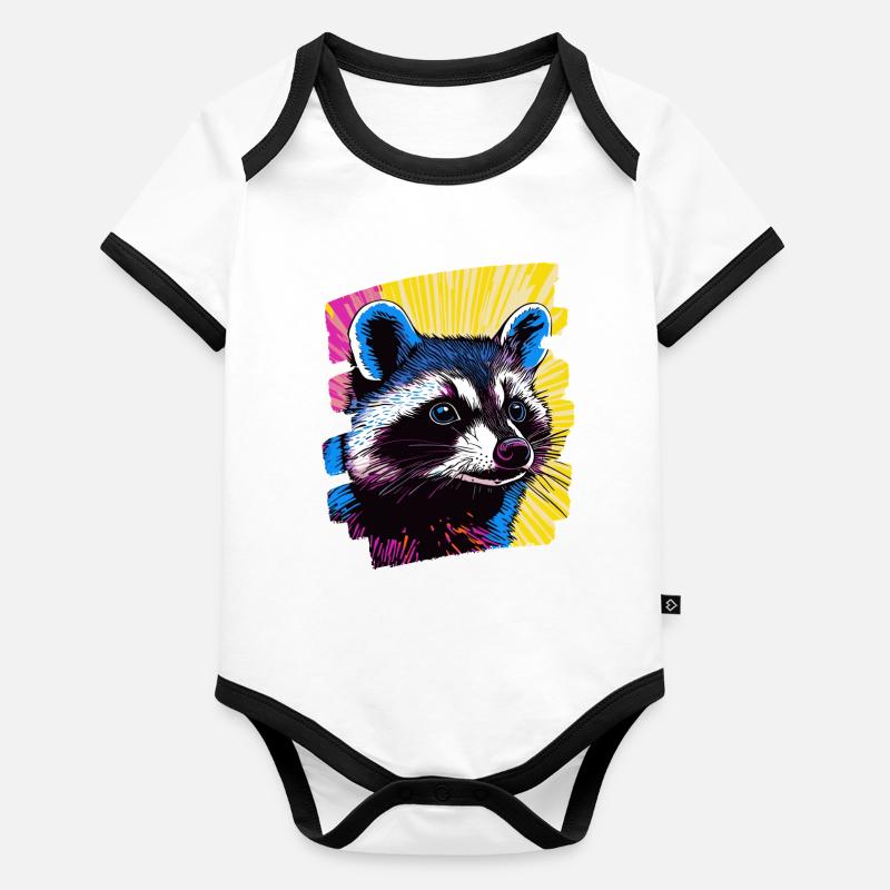 Raton laveur Body Bébé bio contrasté manches courtes