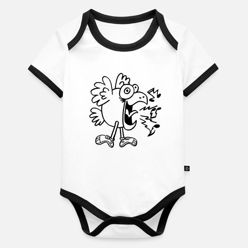 Oiseau fou en chaussure Body Bébé bio contrasté manches courtes