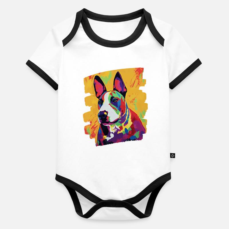 Bull Terrier Fighting Dog Organic Baby Contrasting Bodysuit