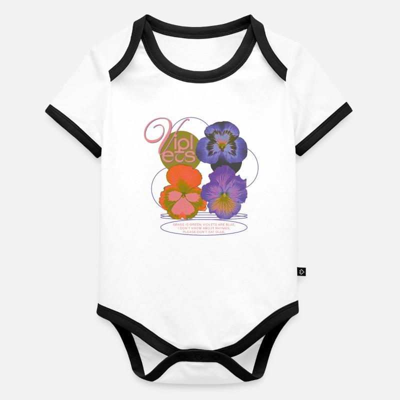 Poème de Violet Fleur Humour Body Bébé bio contrasté manches courtes