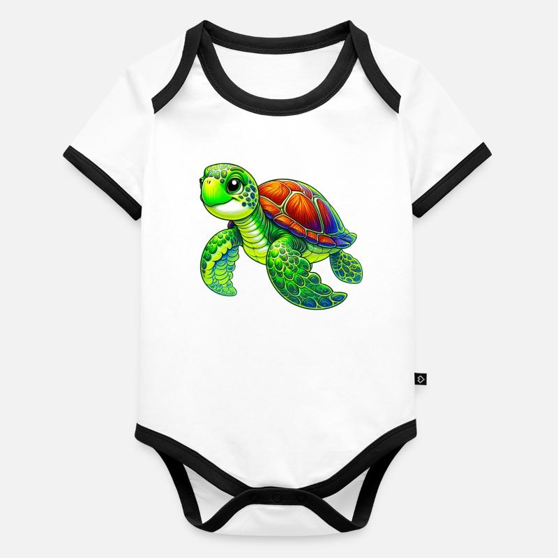 Turtle Organic Baby Contrasting Bodysuit