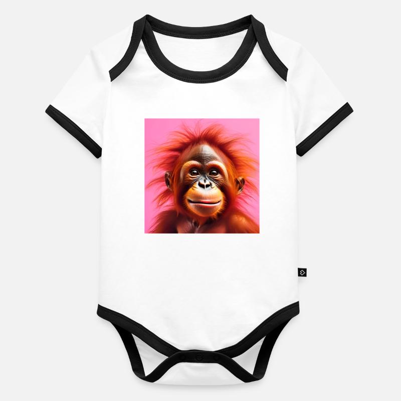 orangutan, primate, monkey Organic Baby Contrasting Bodysuit