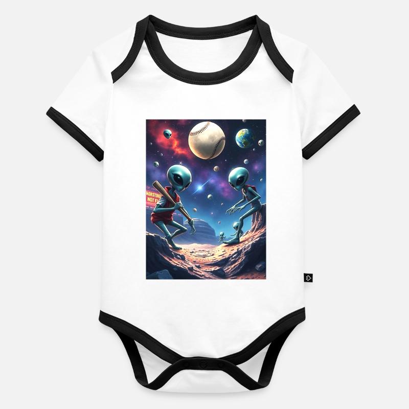 Baseball extraterrestre Body Bébé bio contrasté manches courtes