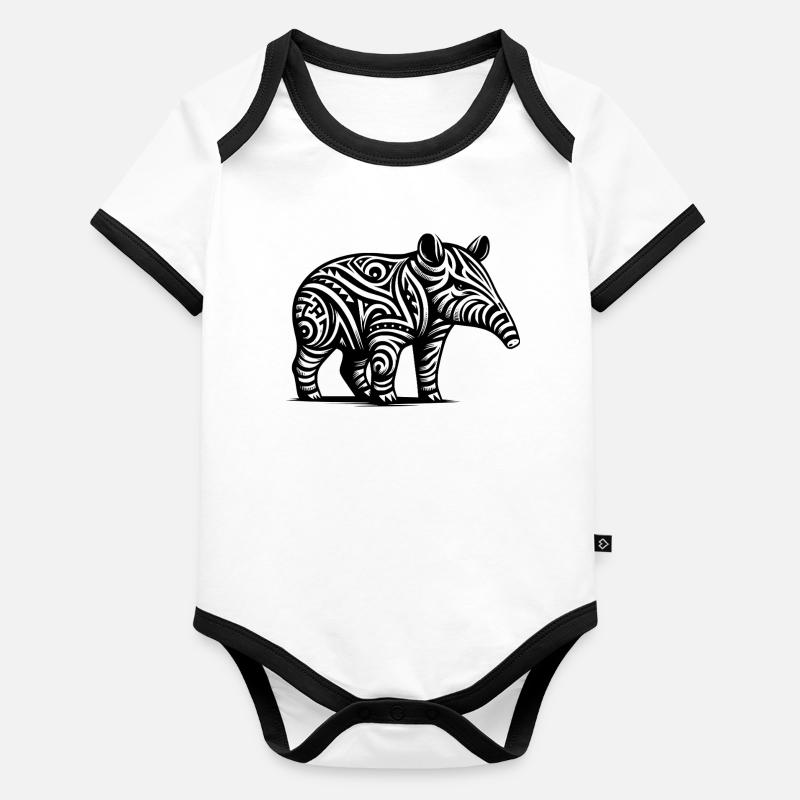 Tapir tribal Body Bébé bio contrasté manches courtes