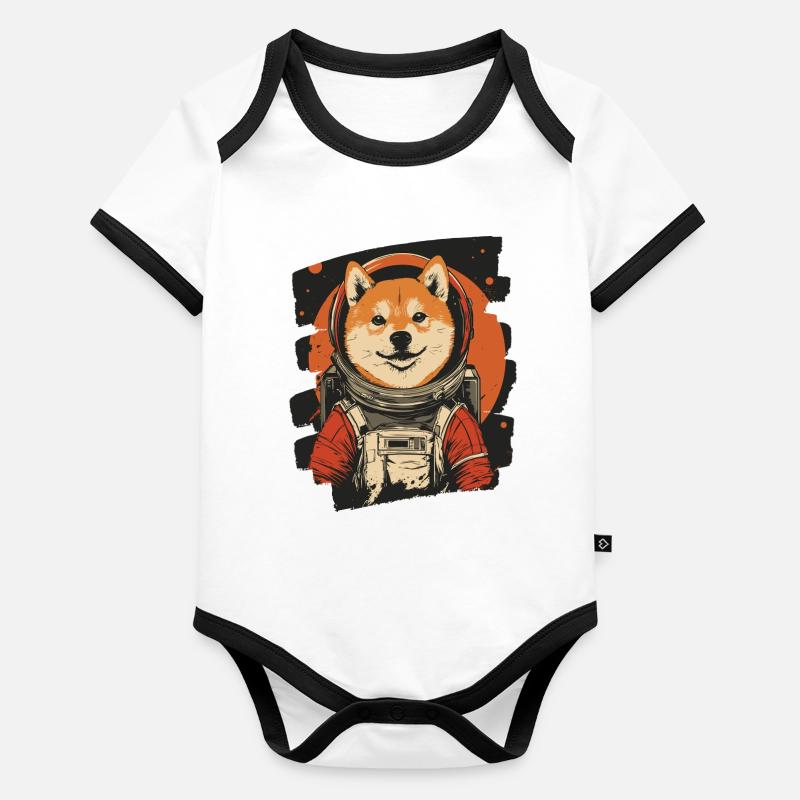 Shiba Astronaut 2 Baby Bio-Kurzarm-Kontrastbody