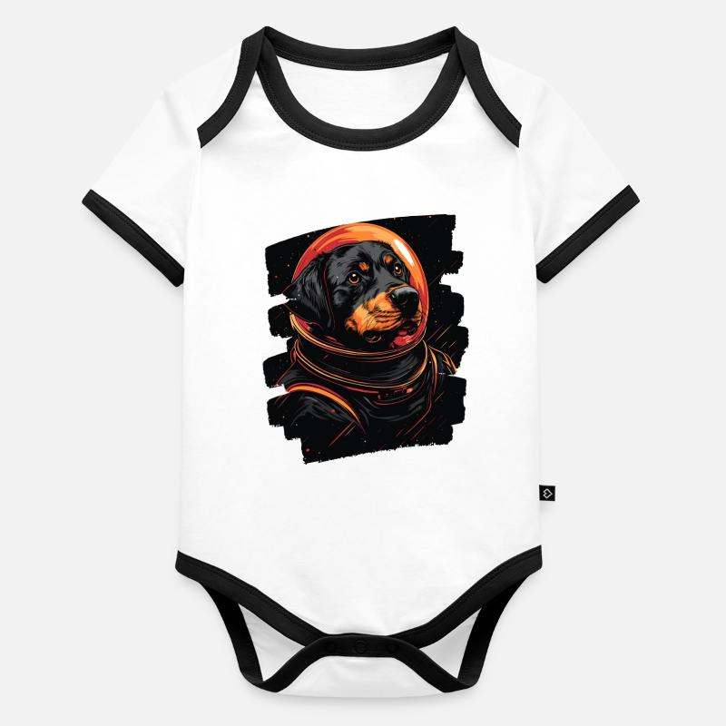 Rottweiler Astronaute Body Bébé bio contrasté manches courtes