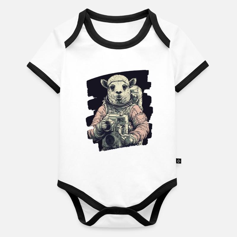Lama Astronaut Baby Bio-Kurzarm-Kontrastbody