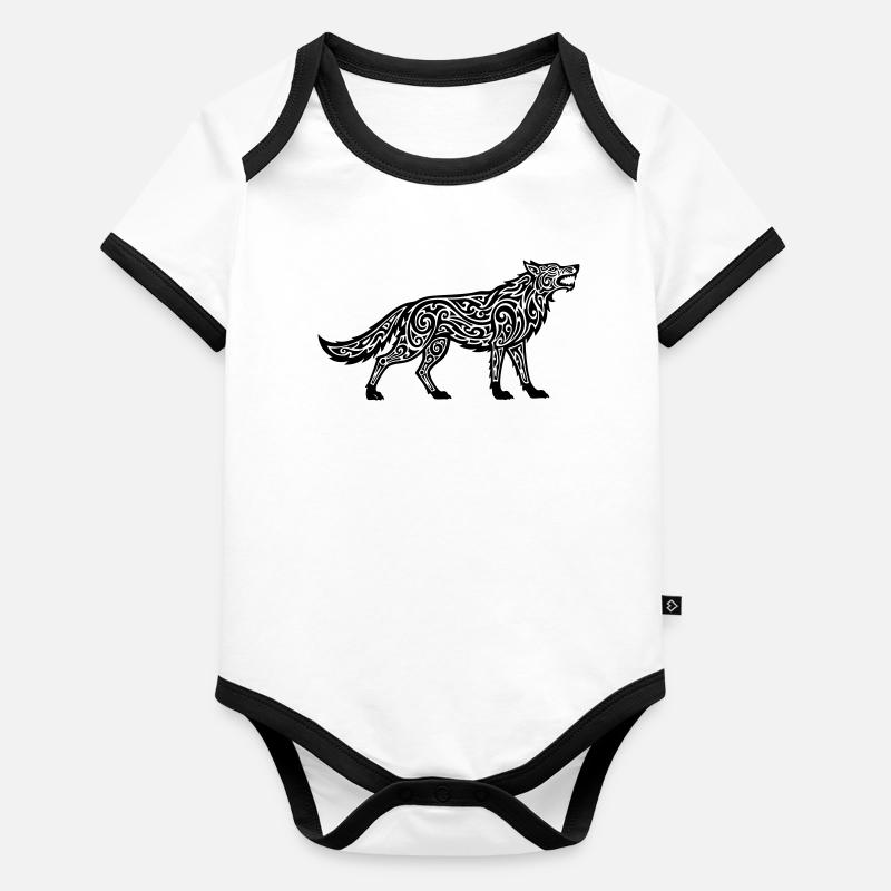 Loup du Caucase Body Bébé bio contrasté manches courtes