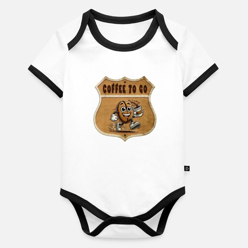 Coffee to Go – Vintage Style Baby Bio-Kurzarm-Kontrastbody