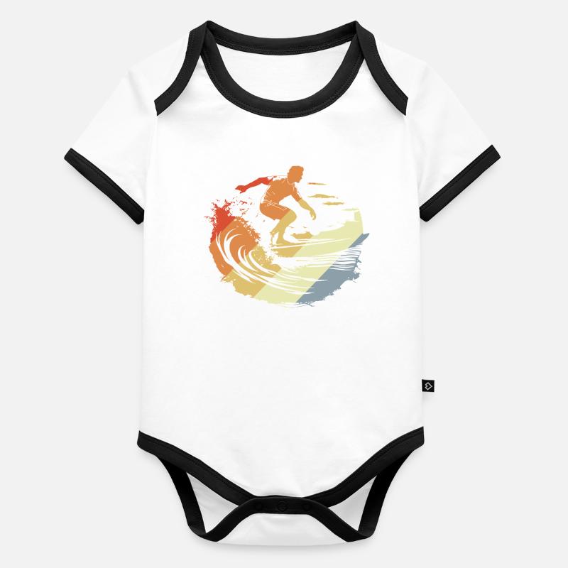 Surf Vintage Body Bébé bio contrasté manches courtes