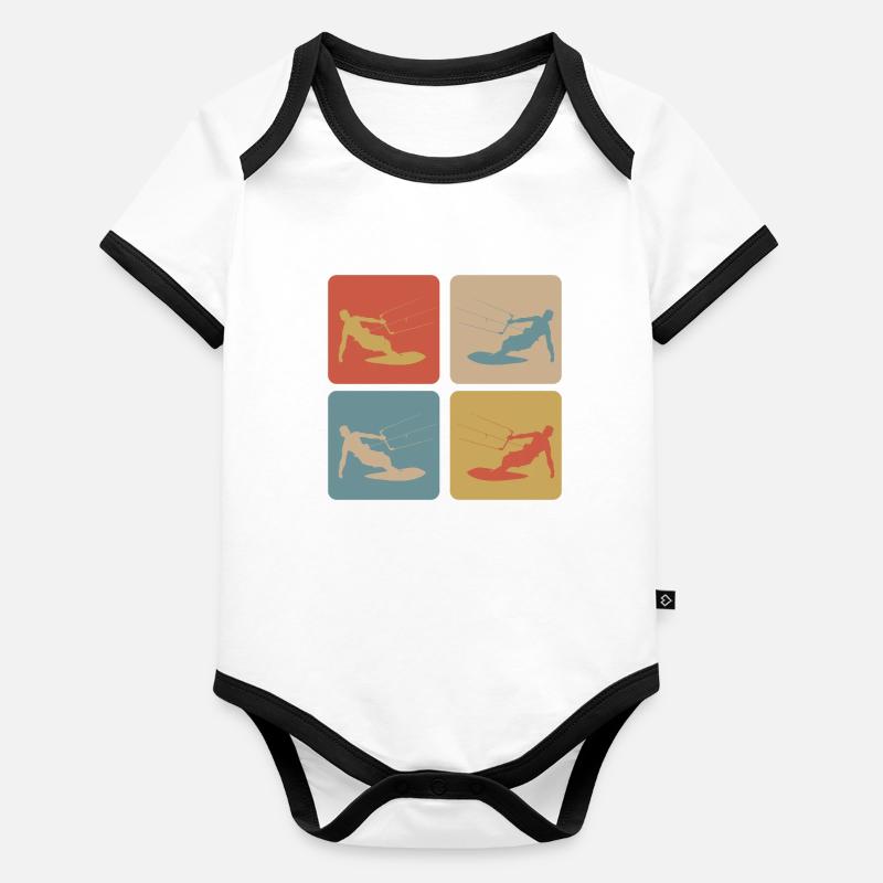 Ambiance Kitesurf Rétro Body Bébé bio contrasté manches courtes