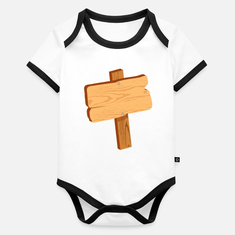 Panneau rustique en aspect bois sans texte Body Bébé bio contrasté manches courtes