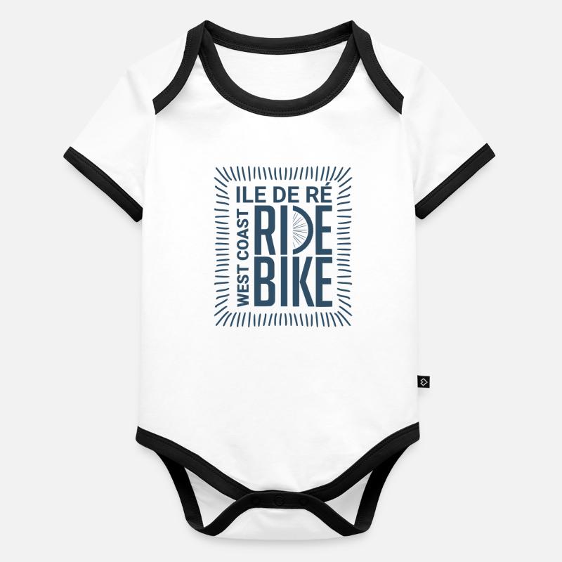 Vélo Côte Ouest Île de Ré Body Bébé bio contrasté manches courtes