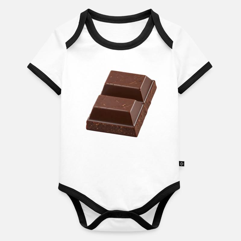 Morceau de chocolat Body Bébé bio contrasté manches courtes