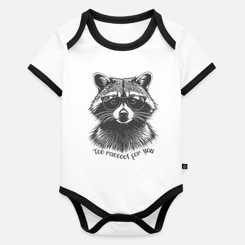 Trop raccool pour vous - Drôle de raton laveur avec des lunettes Body Bébé bio contrasté manches courtes