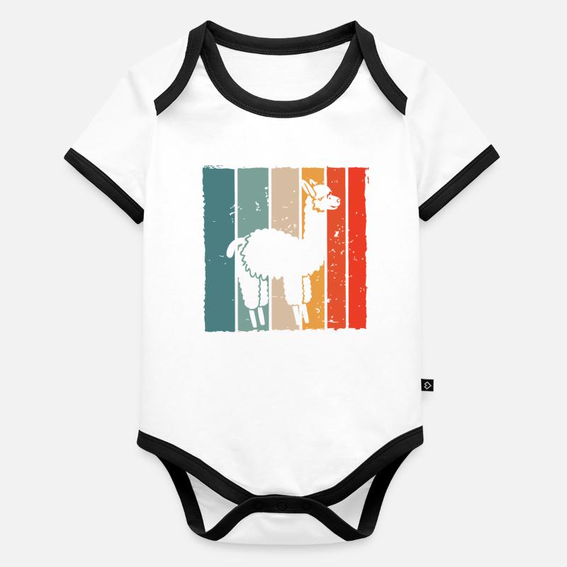 Lama Imprimé Rayures Rétro Body Bébé bio contrasté manches courtes