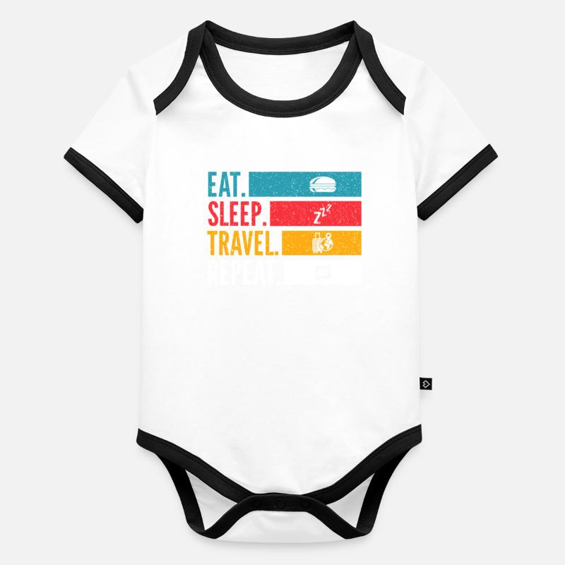 Manger dormir voyage répéter Reise Design Body Bébé bio contrasté manches courtes