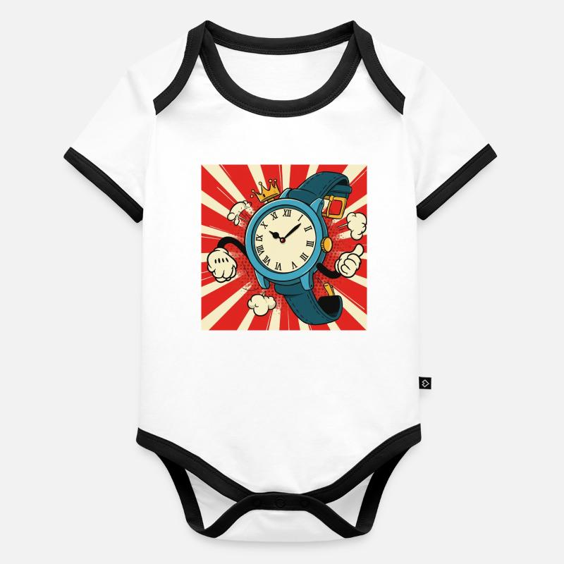 Clock chaos design Organic Baby Contrasting Bodysuit