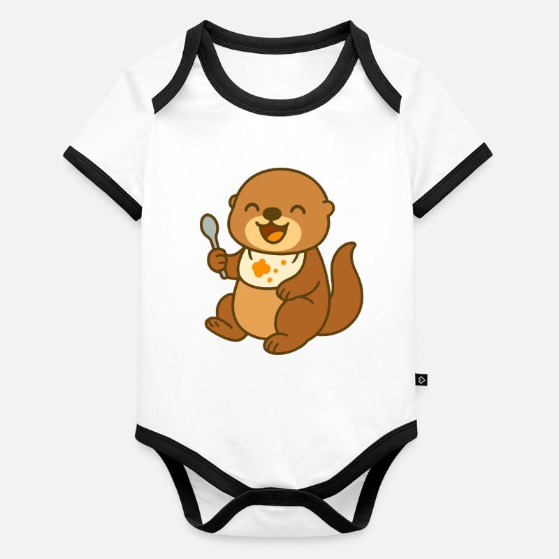Sea Otter Snack Time Organic Baby Contrasting Bodysuit