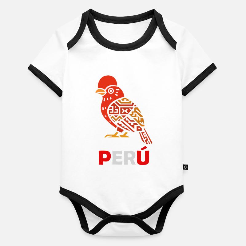 Abird Nacional Pérou - Coq de roche Body Bébé bio contrasté manches courtes