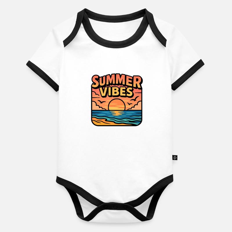 Sommerstimmung bei Sonnenuntergang Baby Bio-Kurzarm-Kontrastbody