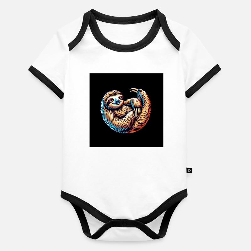 Cool bleiben immer mit der Ruhe lustiges Faultier Baby Bio-Kurzarm-Kontrastbody