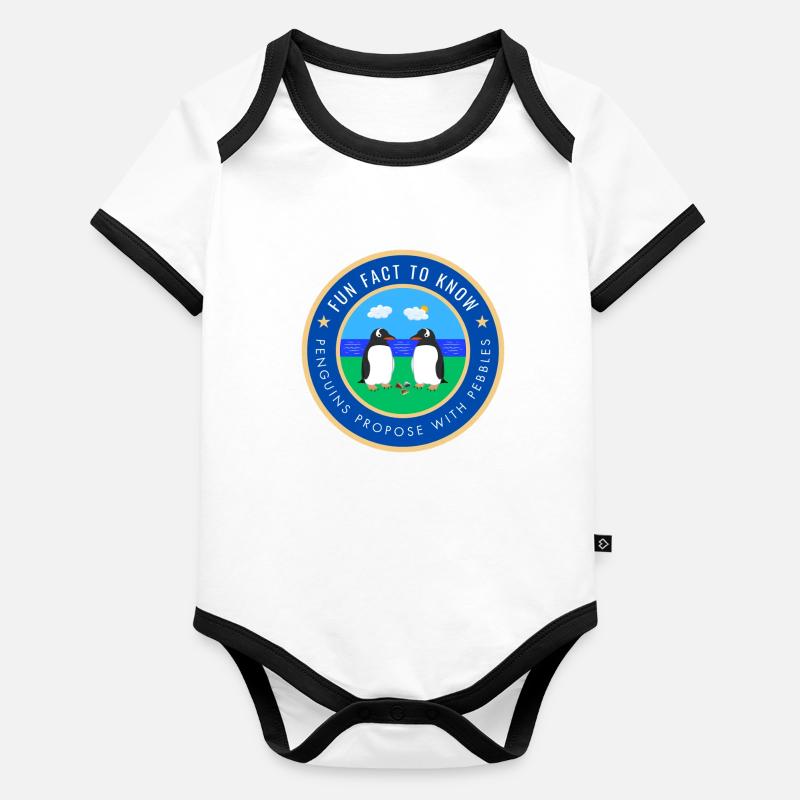 Penguins propose with pebbles Organic Baby Contrasting Bodysuit