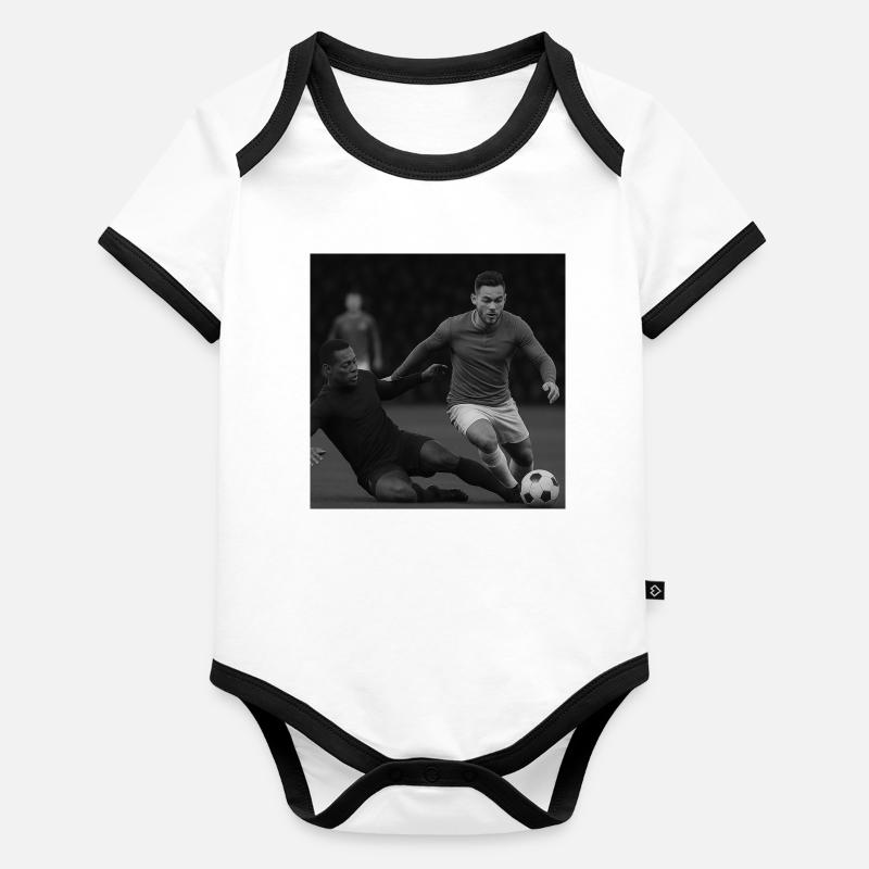 Illustration d’action de football dynamique Body Bébé bio contrasté manches courtes