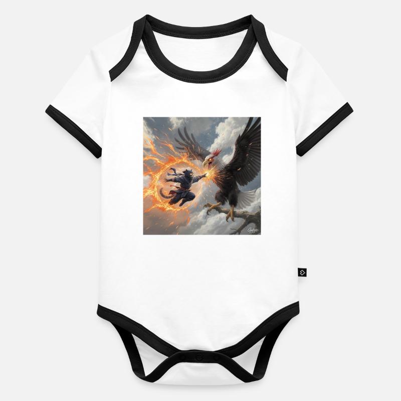 Legendary Beast and Warrior in Battle Organic Baby Contrasting Bodysuit