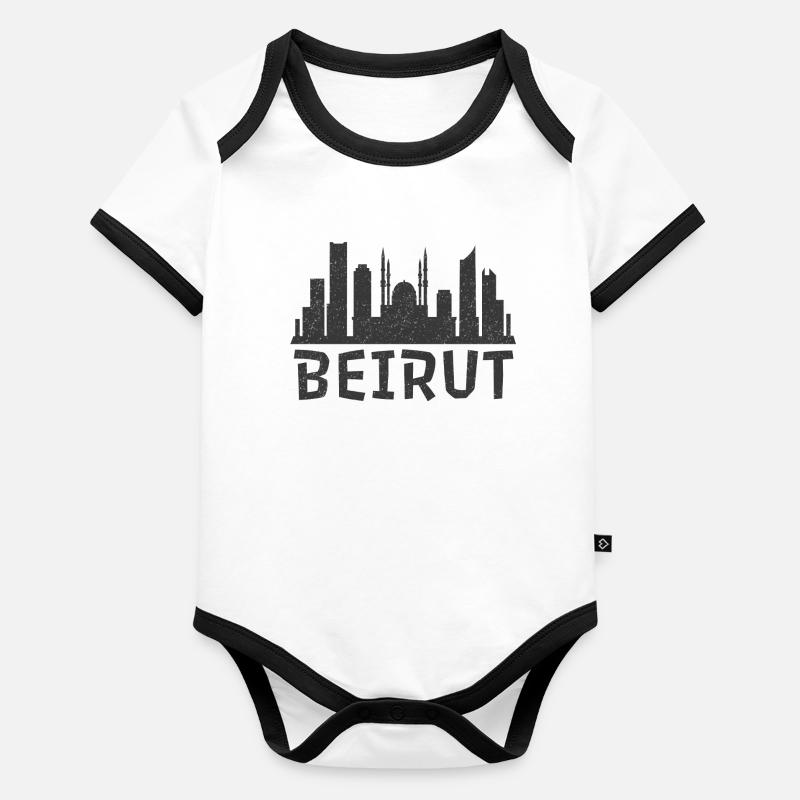 Beirut Skyline Silhouette Organic Baby Contrasting Bodysuit