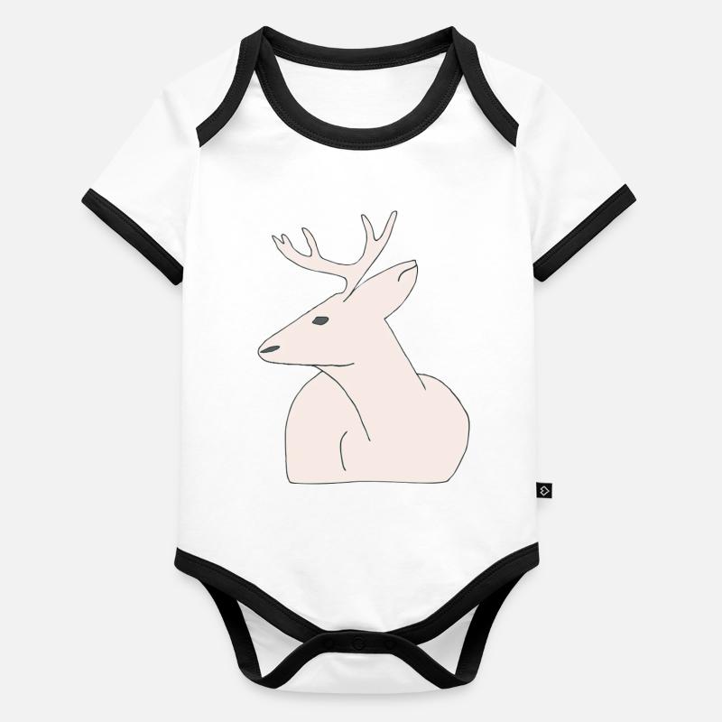 Illustration de renne minimaliste Body Bébé bio contrasté manches courtes