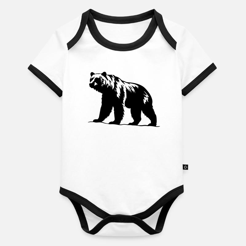 Bär Silhouette Vektor Kunst Baby Bio-Kurzarm-Kontrastbody