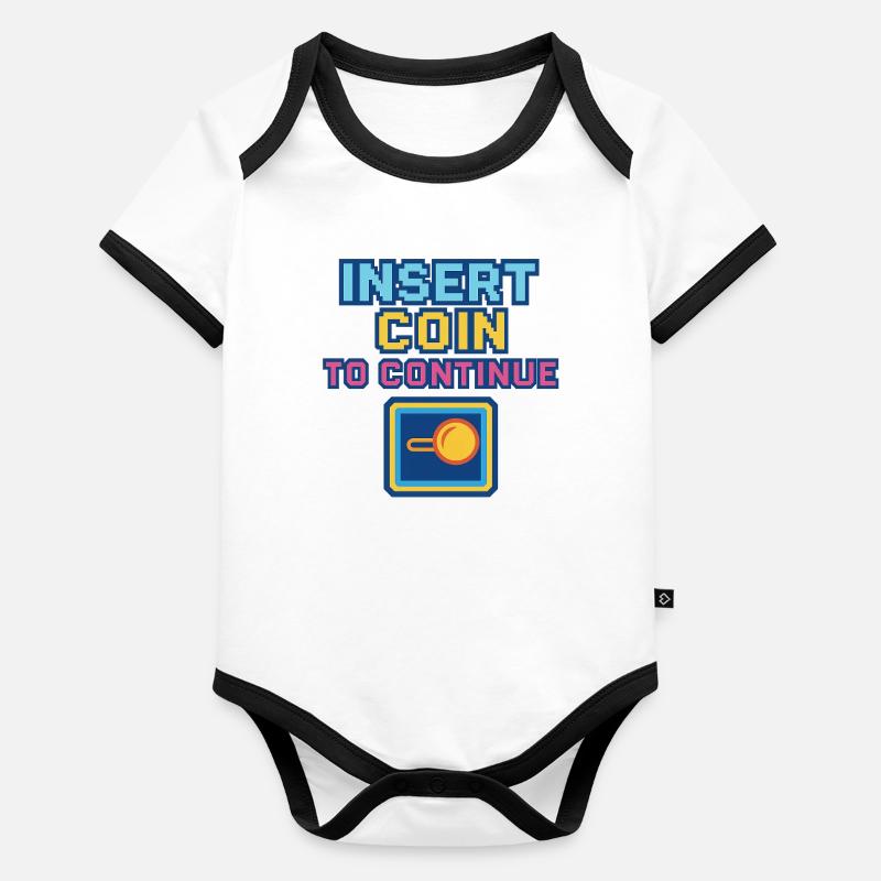 Conception de jeux d’arcade Retro Pixel Body Bébé bio contrasté manches courtes