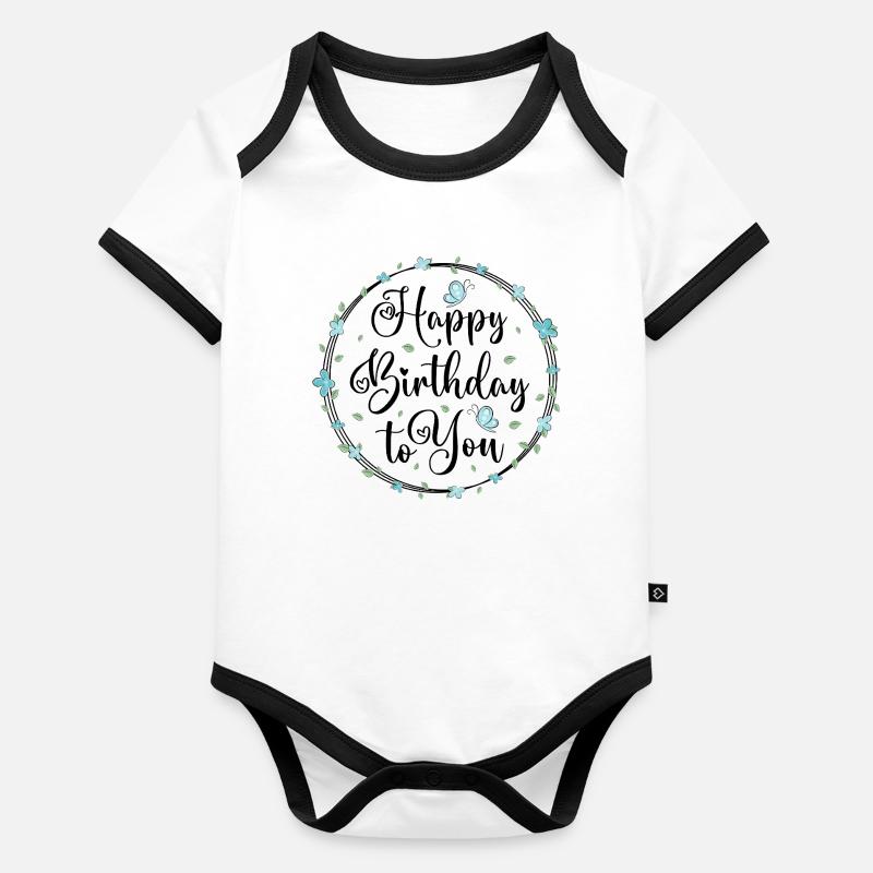 Joyeux anniversaire Body Bébé bio contrasté manches courtes