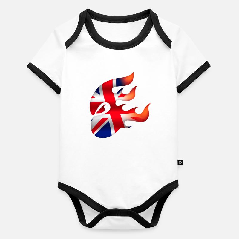 Drapeau du Royaume-Uni - Royaume-Uni - Ninja Body Bébé bio contrasté manches courtes