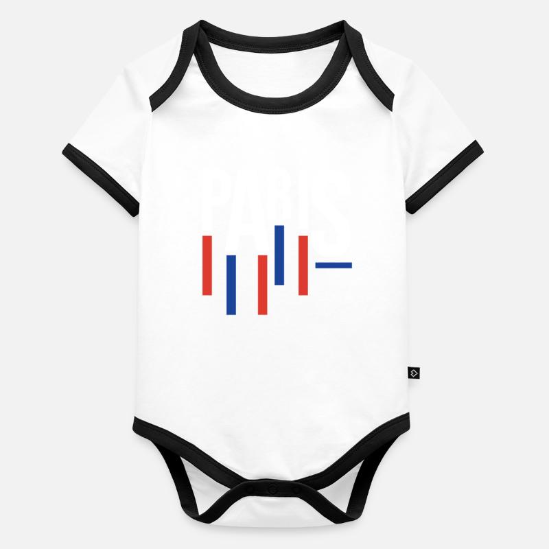 Blau Rotes Paris Souvenir - Hommage an Frankreich Baby Bio-Kurzarm-Kontrastbody