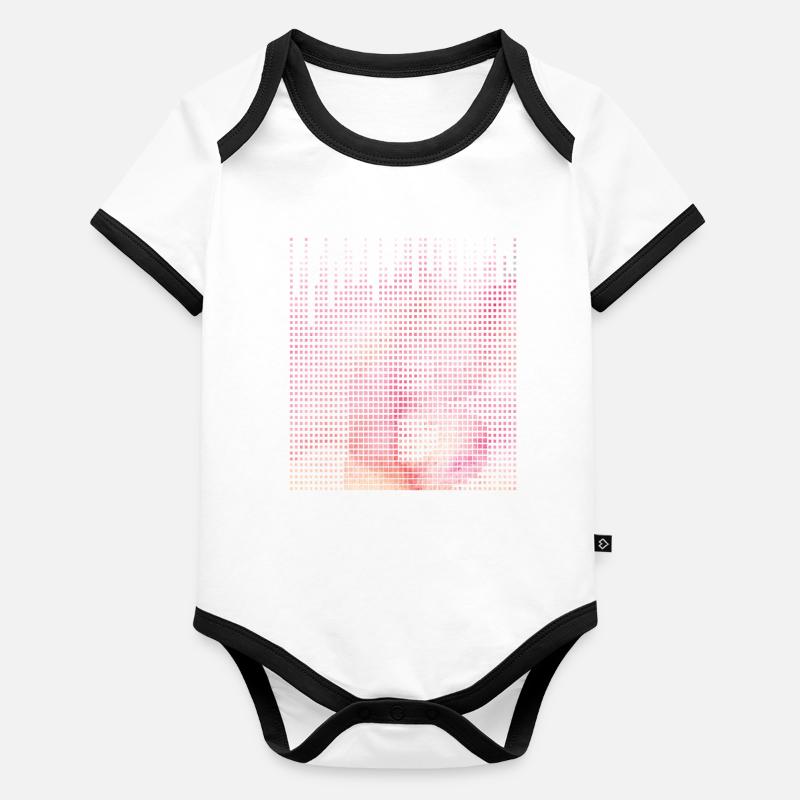 Abstract Pink Letter B Pixel Art Organic Baby Contrasting Bodysuit