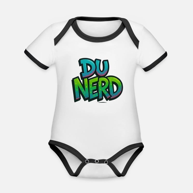 Design nerd avec dégradé - Body Bébé bio contrasté manches courtes - blanc/noir