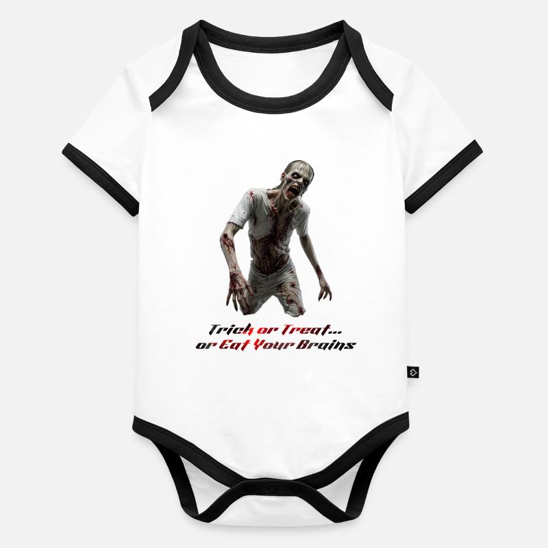Terrifying Zombie Walker – Halloween Horror Design Organic Baby Contrasting Bodysuit